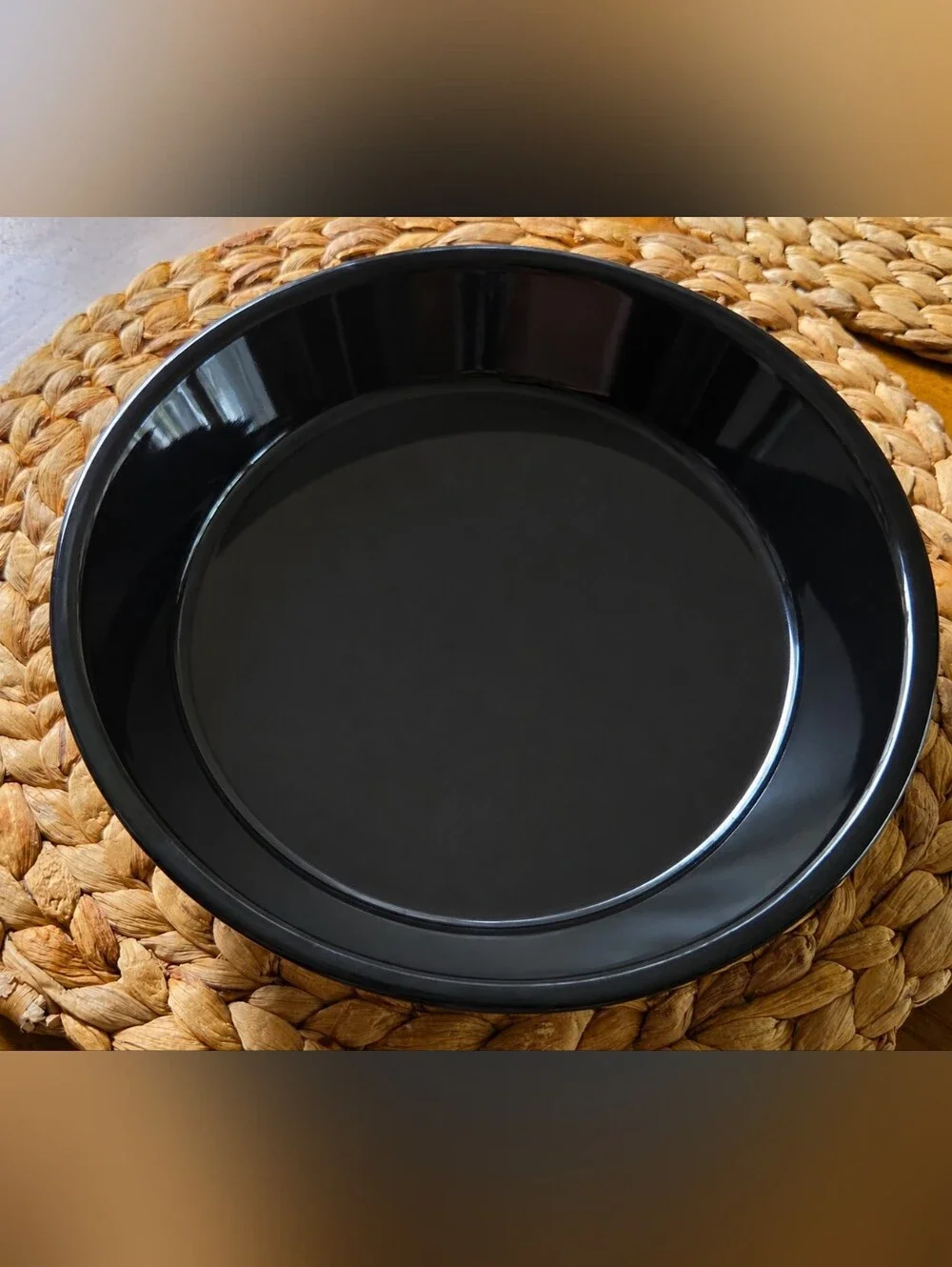 Vintage Enamelware Pie Pans Set of 2 Black Floral Rose Cottagecore